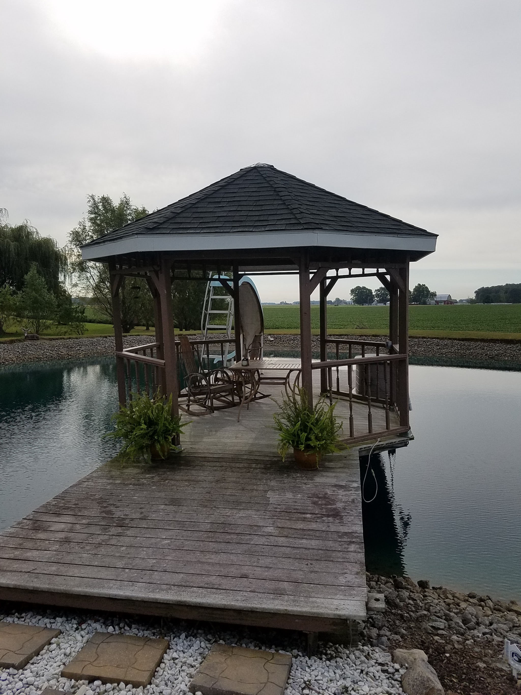 Lakeside gazebo and dock built by Joe Of All Trades
