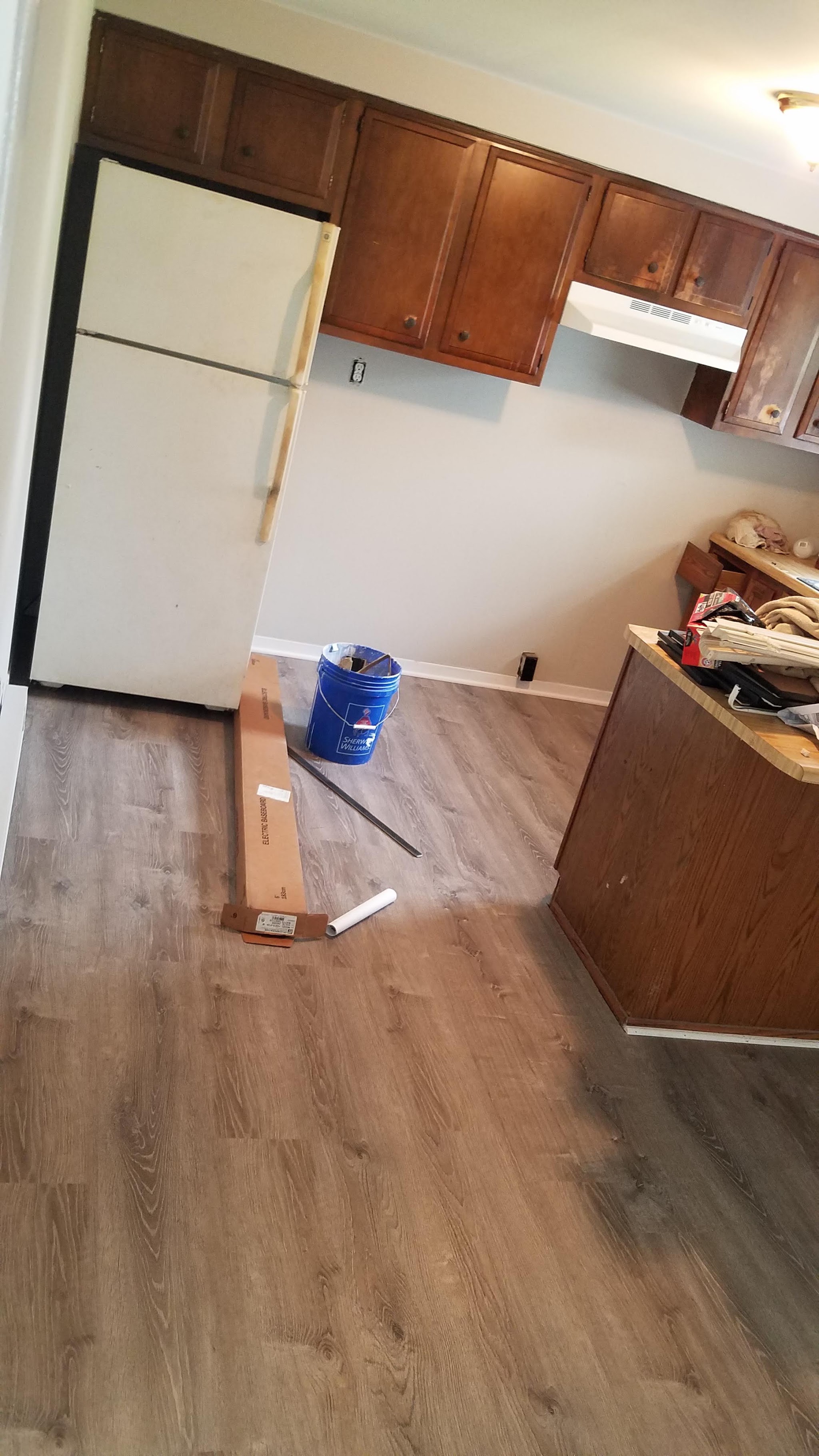 Tile flooring in a kitchen renovation