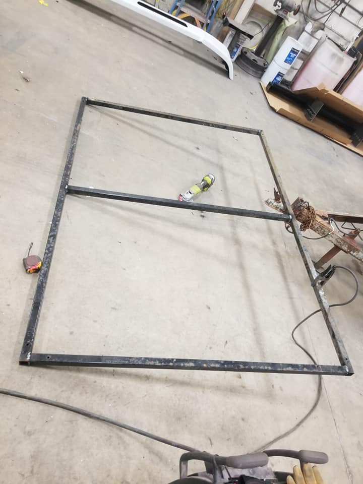 Custom steel frame welded in the shop